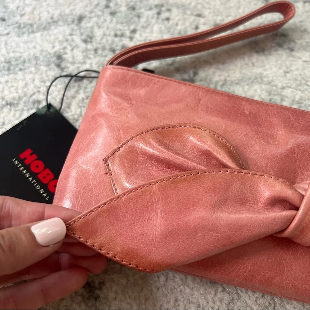NWT Vintage Hobo International Pink Leather Wristlet Wallet Bow Detail - Picture 5 of 14